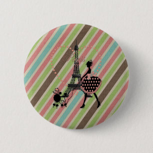Süße Vintage-Mädchensilhouette führt französischen Button