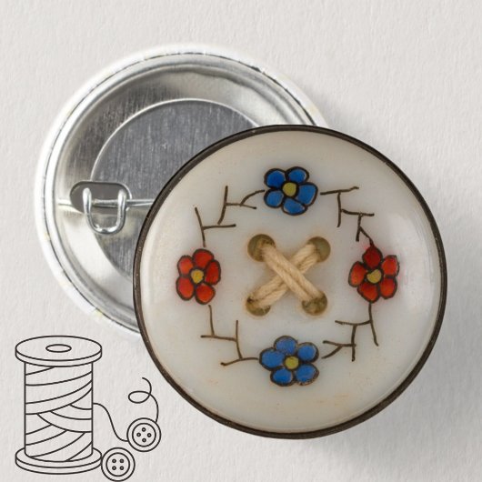 Süße Vintage-Nähknopf-Schaltfläche Button