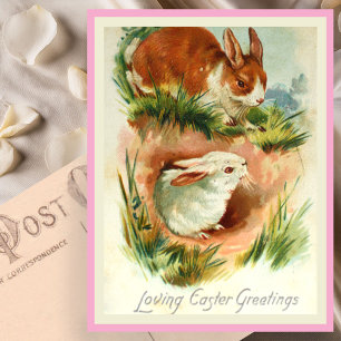 Süße Vintage-Osterhasen-Kaninchen Postkarte