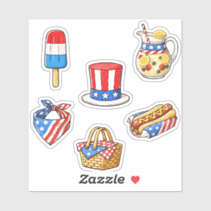 Süße vintage patriotische Doodle-Aufkleberbögen Aufkleber