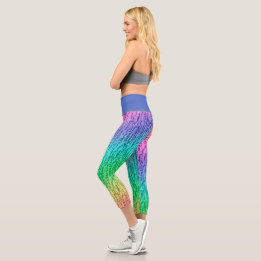 Süße Vintage-Rainbow-High-Waisted-Hose mit Distres Capri Leggings