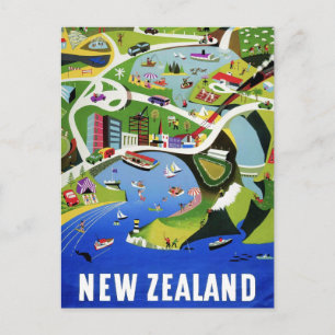 Süße Vintage-Reisepostkarte aus Neuseeland Postkarte