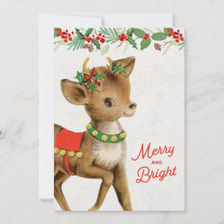 Süße Vintage Retro Weihnachtshirsche Feiertagskarte