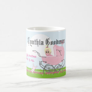 Süße Vintage-Rosa-Babymädchen-Kinderwagen Kaffeetasse