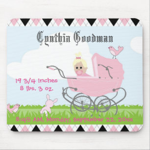 Süße Vintage-Rosa-Babymädchen-Kinderwagen Mousepad