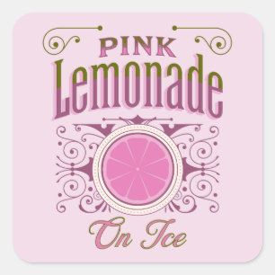 Süße Vintage-Rosa-Limonade auf Eis Quadratischer Aufkleber