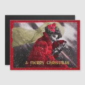 Süße Vintage-Rot-Fahrendes-Mädchen-Auto Magnetkarte (Vorne/Hinten)