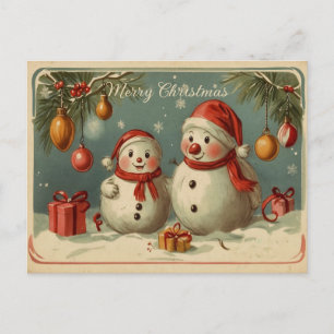 Süße Vintage-Schneemann-Weihnachtsferien-Postkarte Feiertagspostkarte
