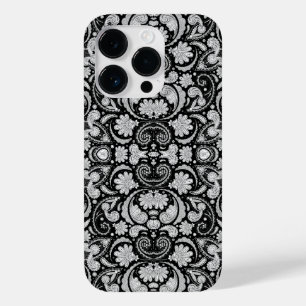 Süße vintage schwarz-weiße Paisley-Muster Case-Mate iPhone 14 Pro Hülle