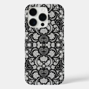 Süße vintage schwarz-weiße Paisley-Muster iPhone 16 Pro Hülle