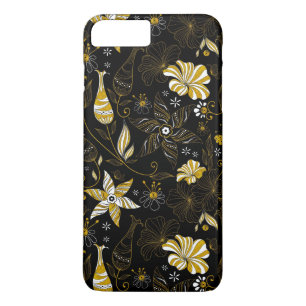 Süße vintage schwarze goldene Blumengestaltung Case-Mate iPhone Hülle
