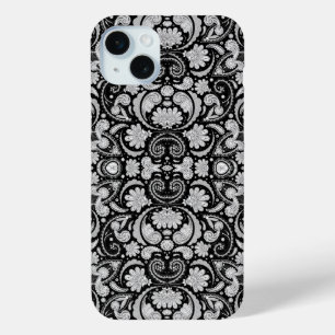 Süße vintage schwarze weiße Paisleymuster Case-Mate iPhone Hülle