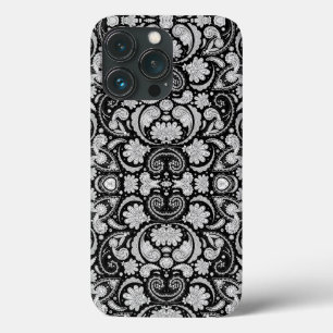 Süße vintage schwarze weiße Paisleymuster Case-Mate iPhone Hülle