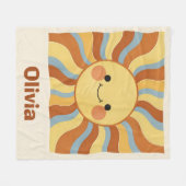 Süße Vintage-Sonne mit groovy Wellenstrahlen Fleecedecke (Vorderseite (Horizontal))