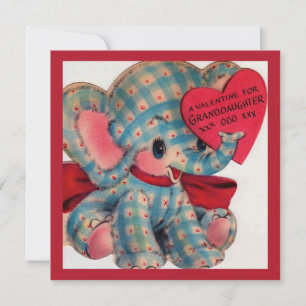Süße Vintage-Valentins-Enkelin-Elefant Mitteilungskarte