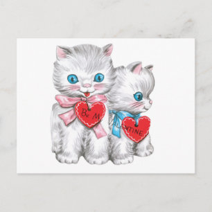 Süße Vintage-Valentins-Weiße Katzen Feiertagspostkarte