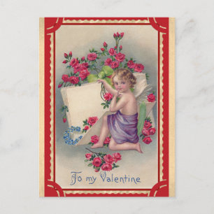 Süße Vintage Valentinstag viktorianischer Engel Ro Postkarte