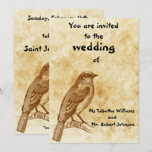 Süße Vintage-Vogel-Design-Hochzeitseinladung Einladung