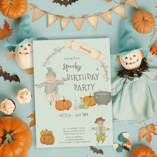 Süße Vintage-Vogelscheuche-Halloween-Party-Geburts Einladung