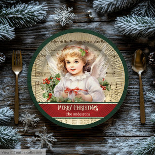 Süße Vintage-Weihnachtsengel-Teller mit individuel Pappteller