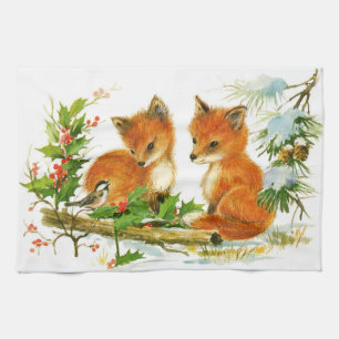 Süße Vintage-Weihnachtsfüchse Handtuch