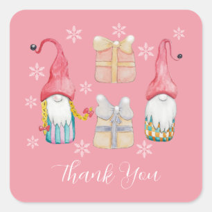 Süße Vintage-Weihnachtsgeschenk-Gnome Quadratischer Aufkleber