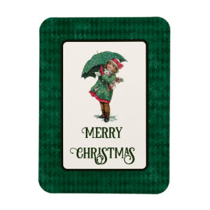 Süße vintage Weihnachtsmädchen Feiertag Magnet