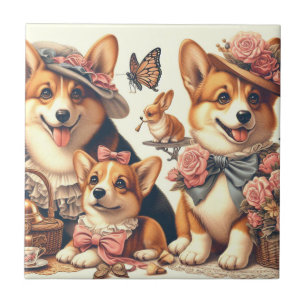 Süße Vintage-Welsh-Corgi-Strickjacke Fliese