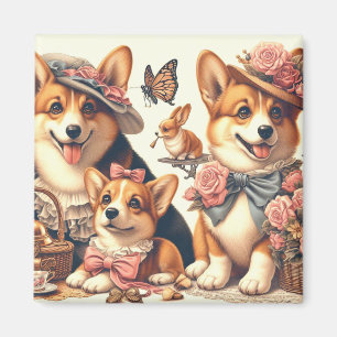 Süße Vintage-Welsh-Corgi-Strickjacke Magnet
