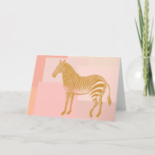 Süße Vintage-Zebra-Illustration in Rosa und Gold Karte
