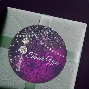 Süße violette Magenta-Monogramm-Ornamente Runder Aufkleber