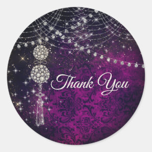 Süße violette Magenta-Monogramm-Ornamente Runder Aufkleber