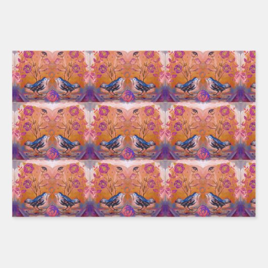 Süße Vögel Geschenkpapier Set (Vorderseite)