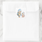 Süße Vogel-Geschwister Quadratischer Aufkleber (Tasche)