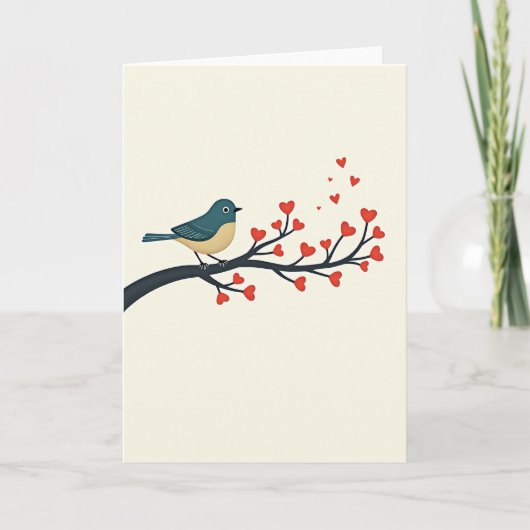 Süße Vogel-Herz-Baum-Karte Karte (Vorderseite)
