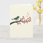 Süße Vogel-Herz-Baum-Karte Karte (Gelbe Blume)
