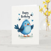 Süße Vogel-Illustrationskarte Karte (Gelbe Blume)