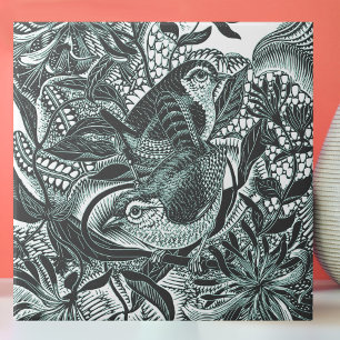 Süße Vögel im Wald Vintage-Kunst Fliese