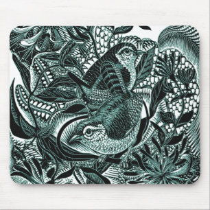 Süße Vögel im Wald Vintage-Kunst Mousepad