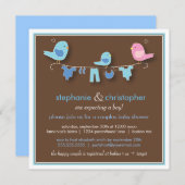 Süße Vogel-Jungen-Paar-Babyparty-Einladung Einladung (Vorne/Hinten)