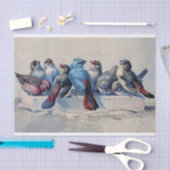 Süße Vögel mit blauen und roten Federn Aquarell  Seidenpapier (Handwerk)