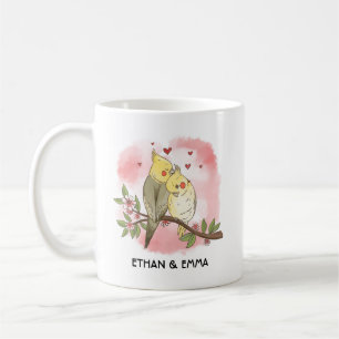 Süße Vögel Paar Personalisierter Valentinstag Kaffeetasse