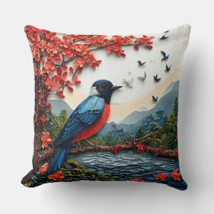 Süße Vogel-Papierkunst Kissen
