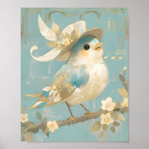 Süße Vogel singende Vintage-Wasserfarben-Weihnacht