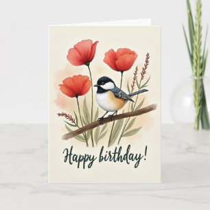 Süße Vogel- und Blumenkarte Karte