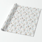Süße Vögel und Schneemänner Geschenkpapier (Ungerollt)