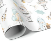Süße Vögel und Schneemänner Geschenkpapier (Rolleneckpunkt)