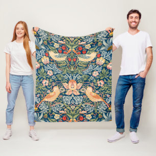 Süße Vögel, Vintage-Kunst des Erdbeerdiebs Fleecedecke