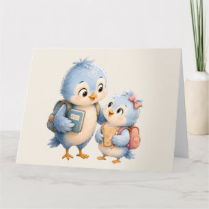 Süße Vogelgeschwister Grußkarte Dankeskarte