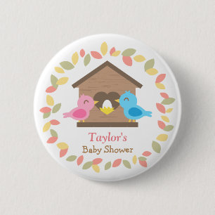 Süße Vogelhaus-Blatt-Girlande Baby Shower Button